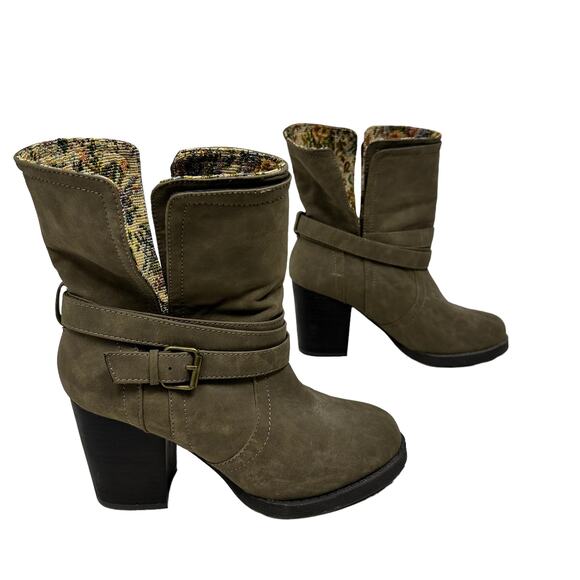 Qupid Convertible Tapestry Ankle Boots Women SZ 7 Block Heel Tapestry Boho Chic - Picture 5 of 13